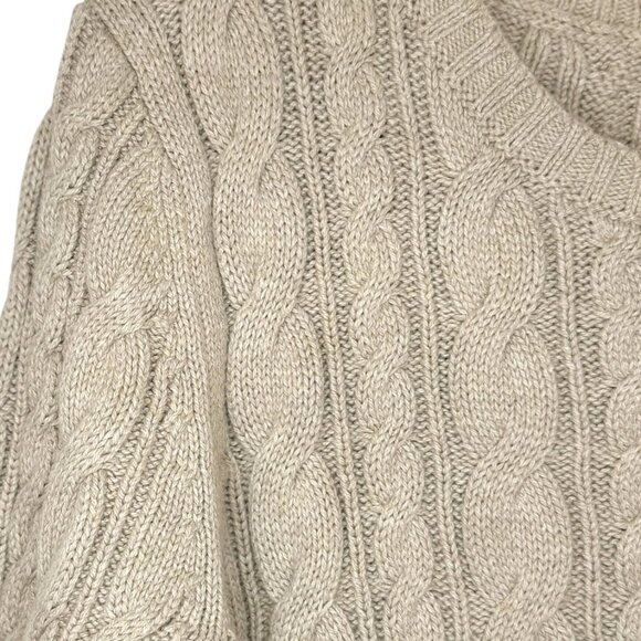 Lands End Cable Knit Drifter Sweater Beige M 8-10 - Picture 4 of 6